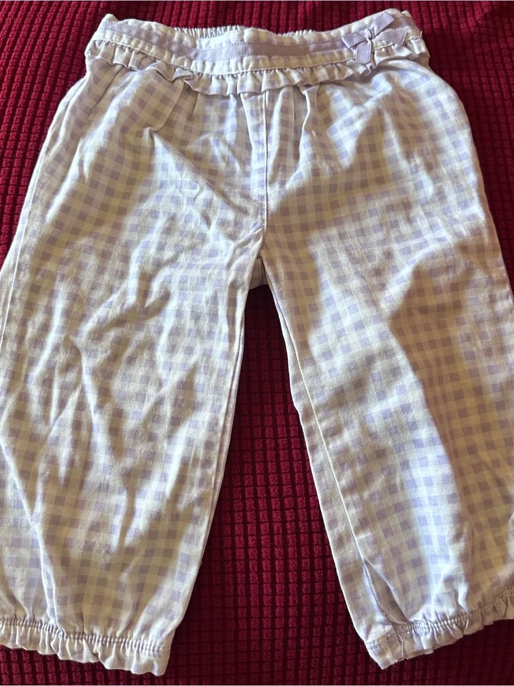 Gymboree purple checkered cotton pants vguc size 12-18 months